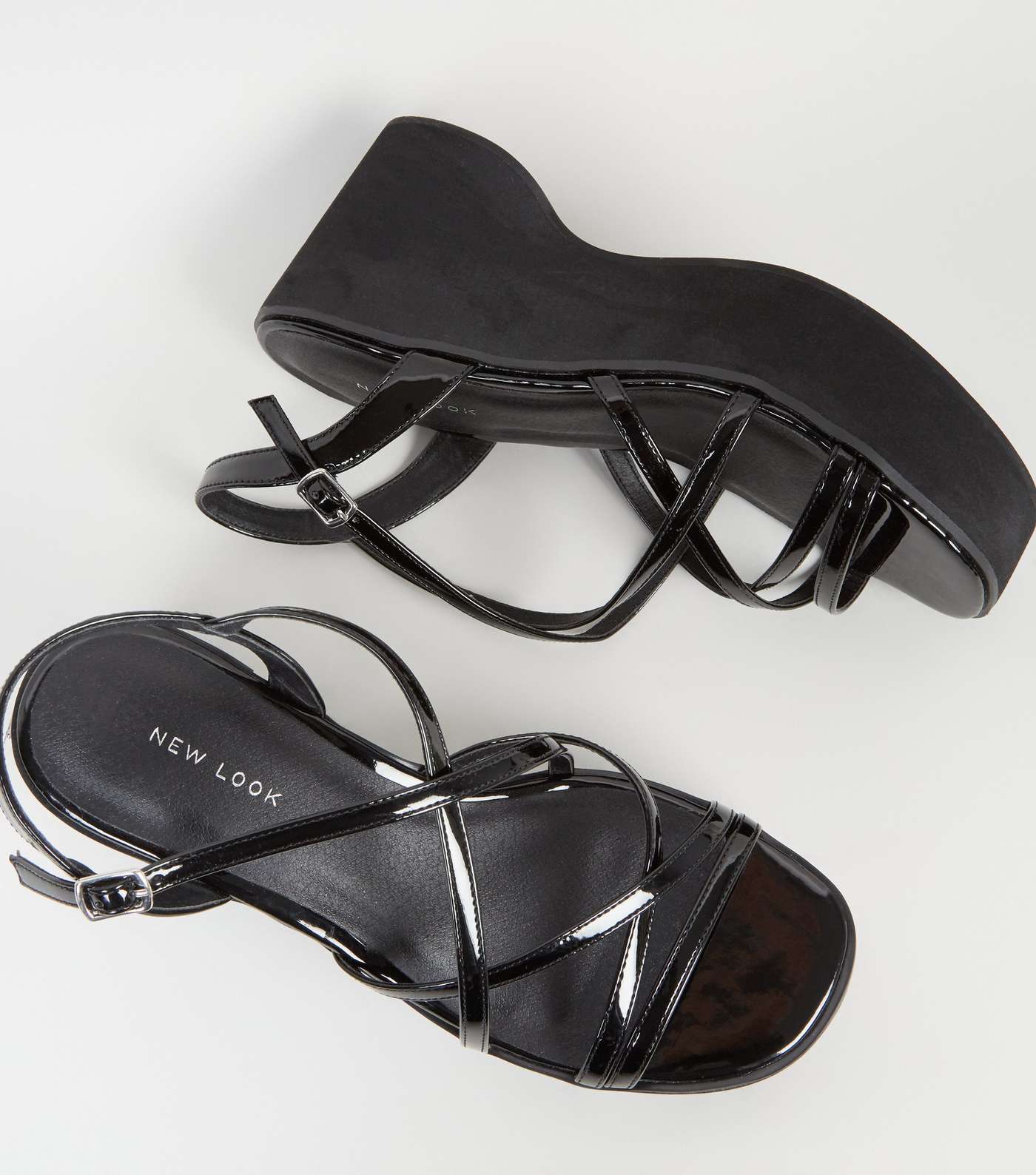Black Strappy Platform Sandals  Image 3