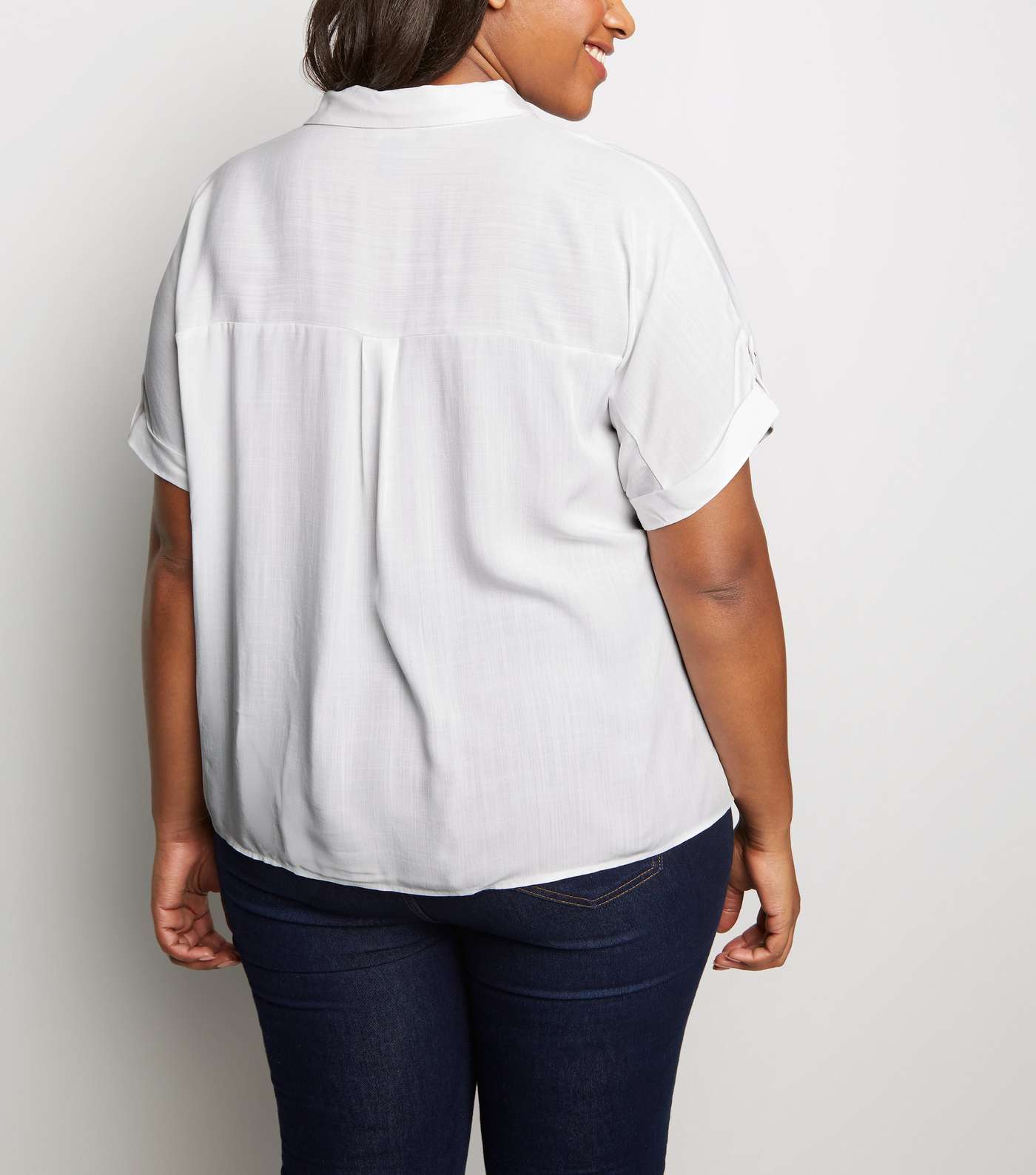 Curves Off White Pocket Front Shirt Image 3