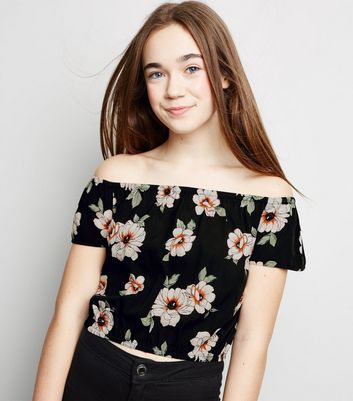 black floral bardot top