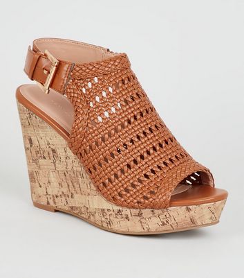 new look tan wedges