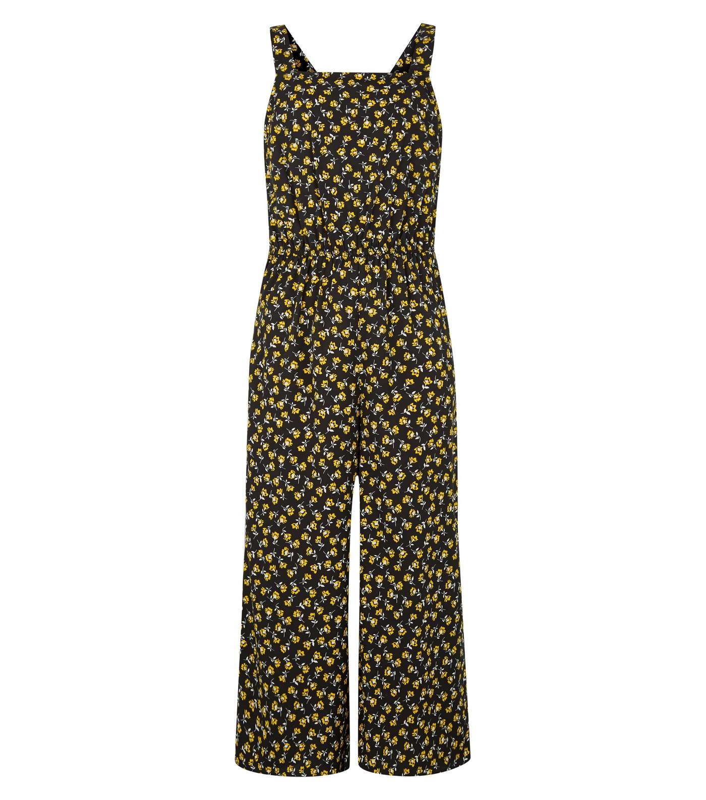 Girls Yellow Floral Square Neck Jumpsuit  Image 4