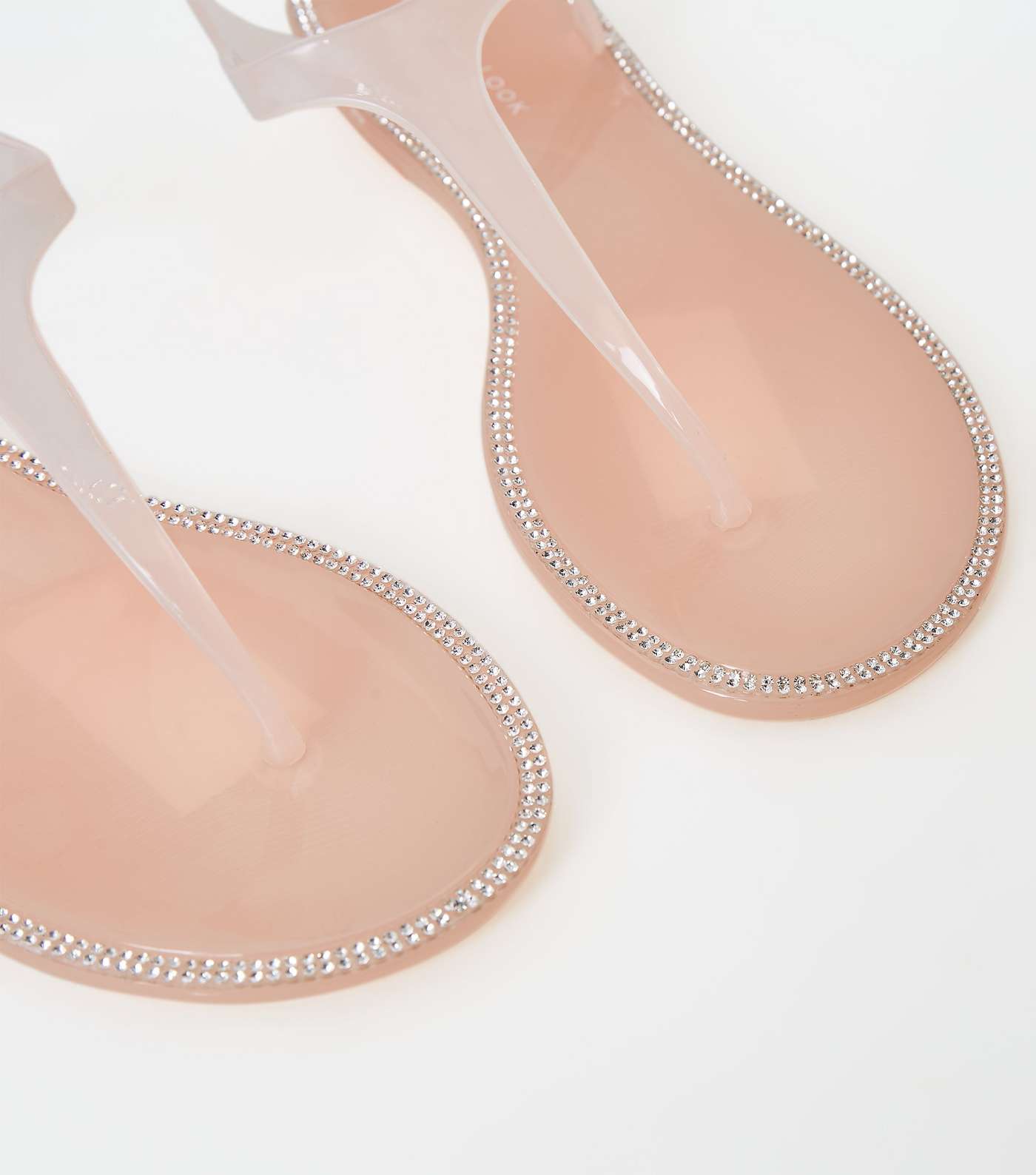 Pink Diamanté Sole Trim Jelly Sandals Image 3