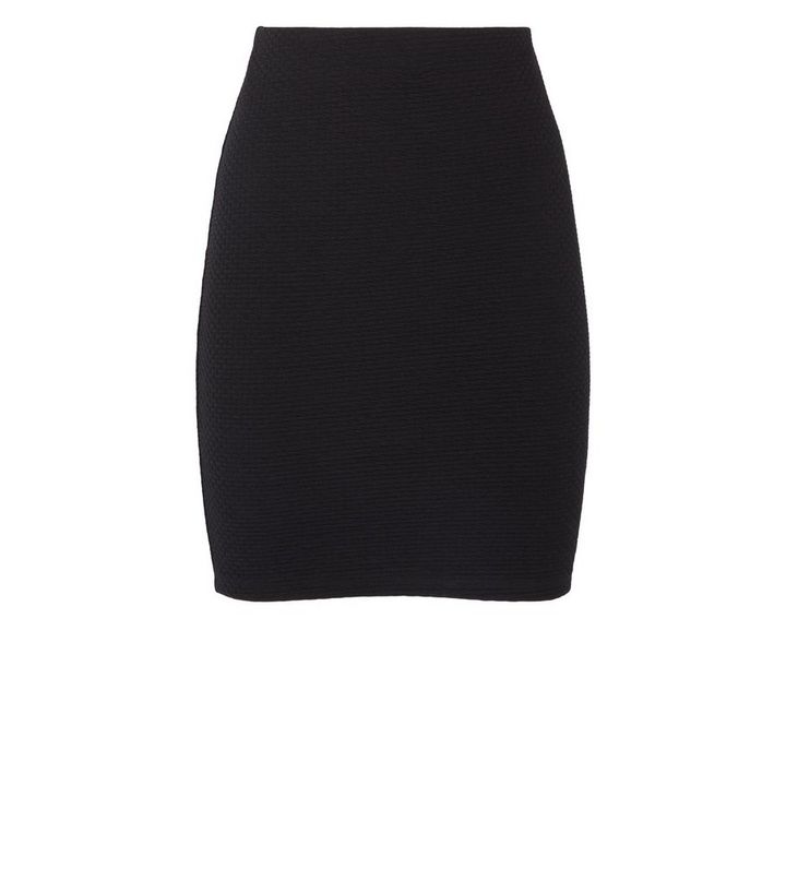 Black Textured Mini Skirt New Look