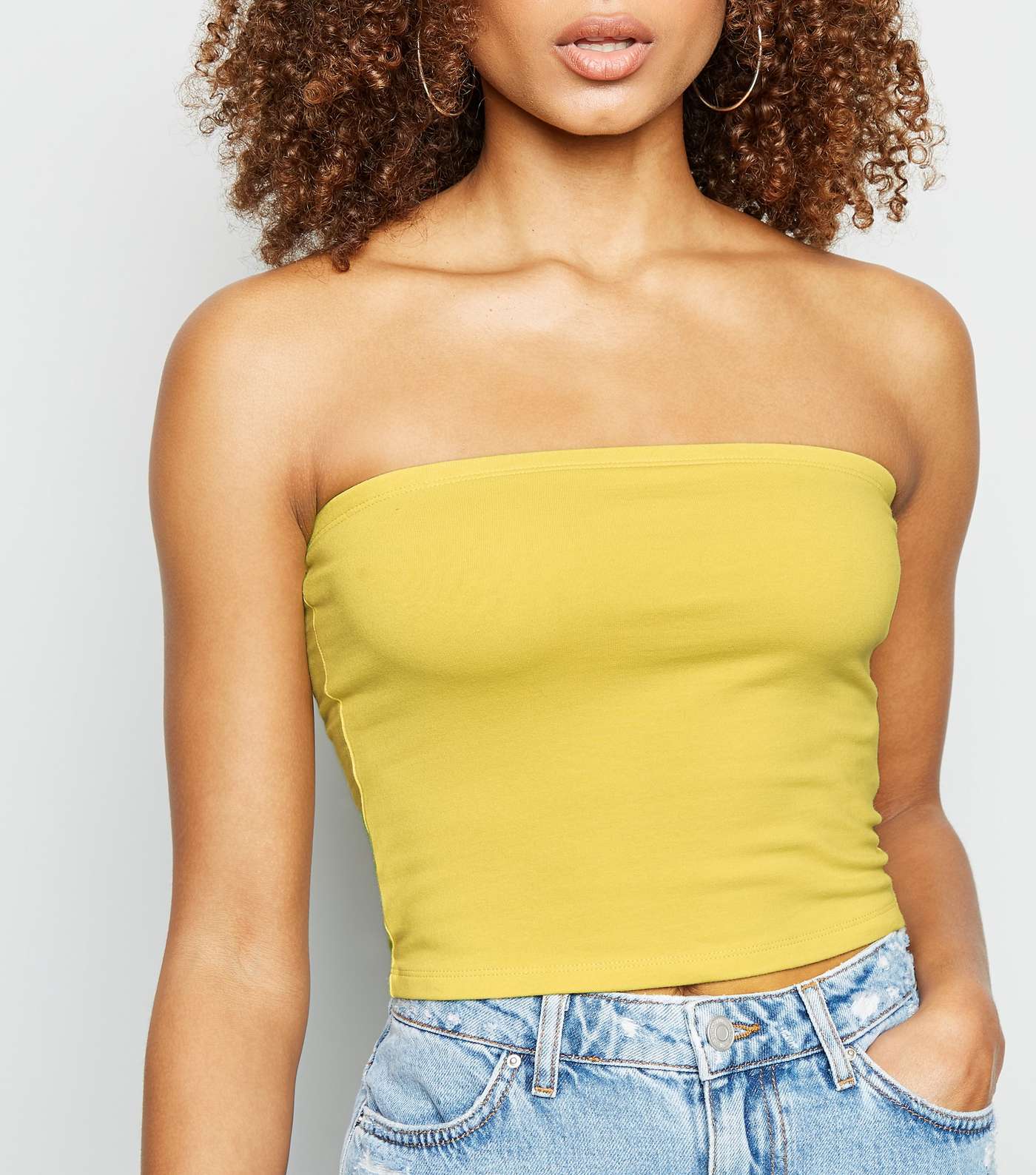 Bright Yellow Cropped Bandeau Top