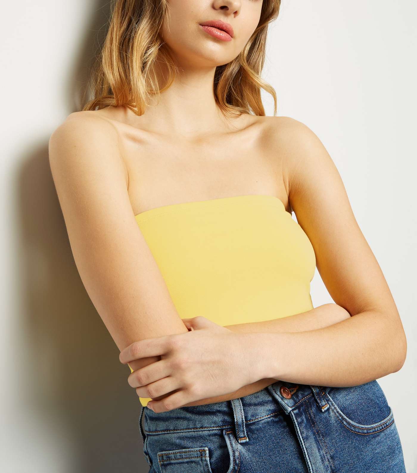 Pale Yellow Cropped Bandeau Top Image 2