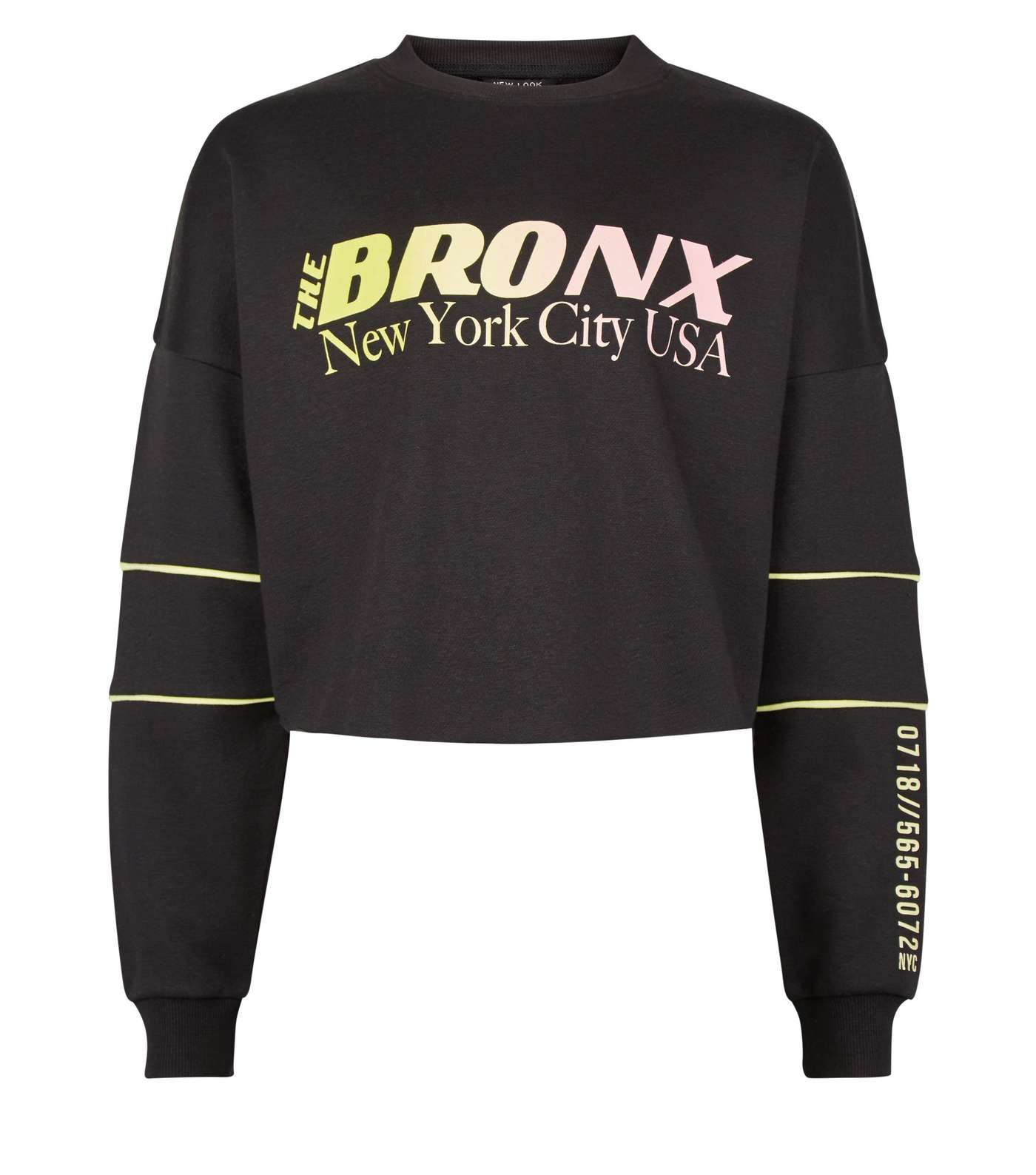 Girls Black Bronx Neon Ombré Slogan Sweatshirt  Image 4