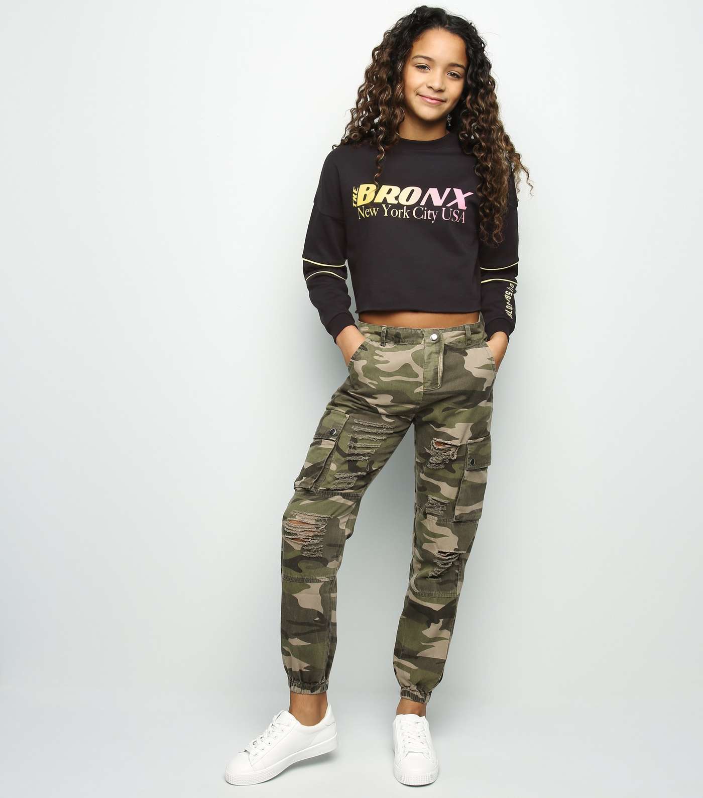 Girls Black Bronx Neon Ombré Slogan Sweatshirt  Image 2