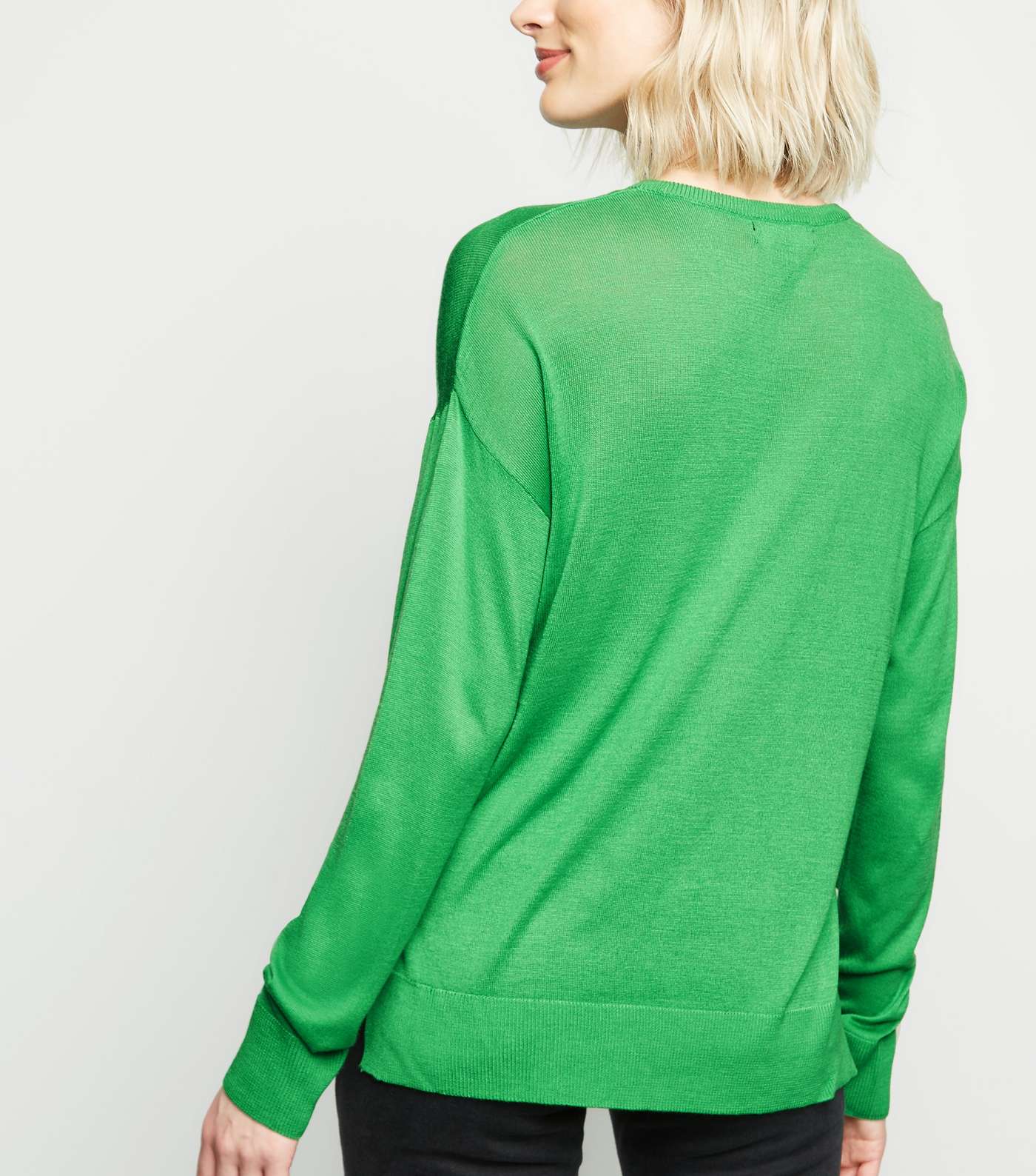 Green Neon Fine Knit Jumper  Image 3