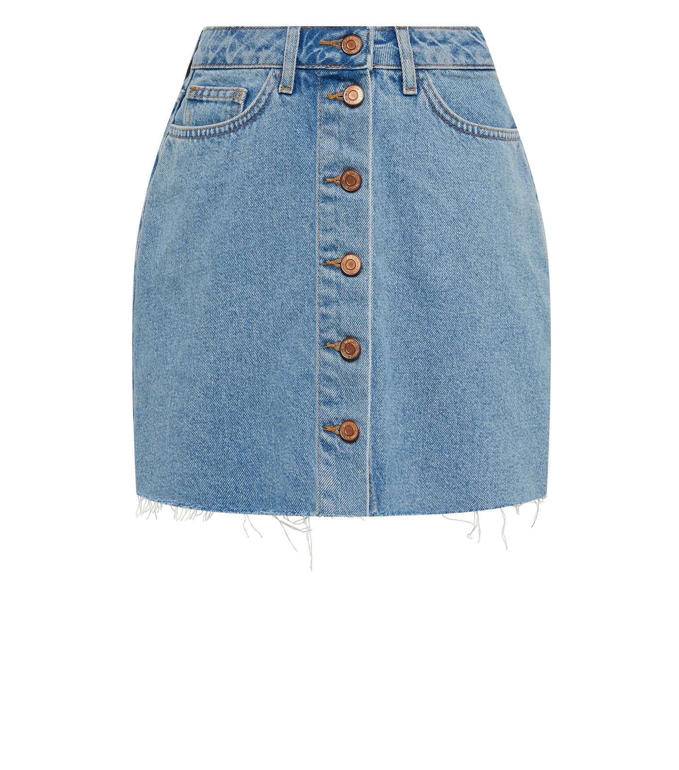 Girls Pale Blue Button Up Denim Skirt Image 4