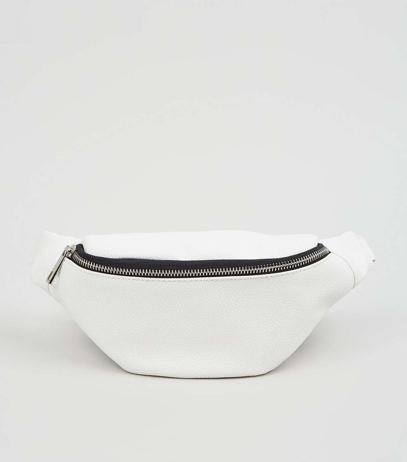White Leather-Look Chain Strap Utility Bum Bag Image 2
