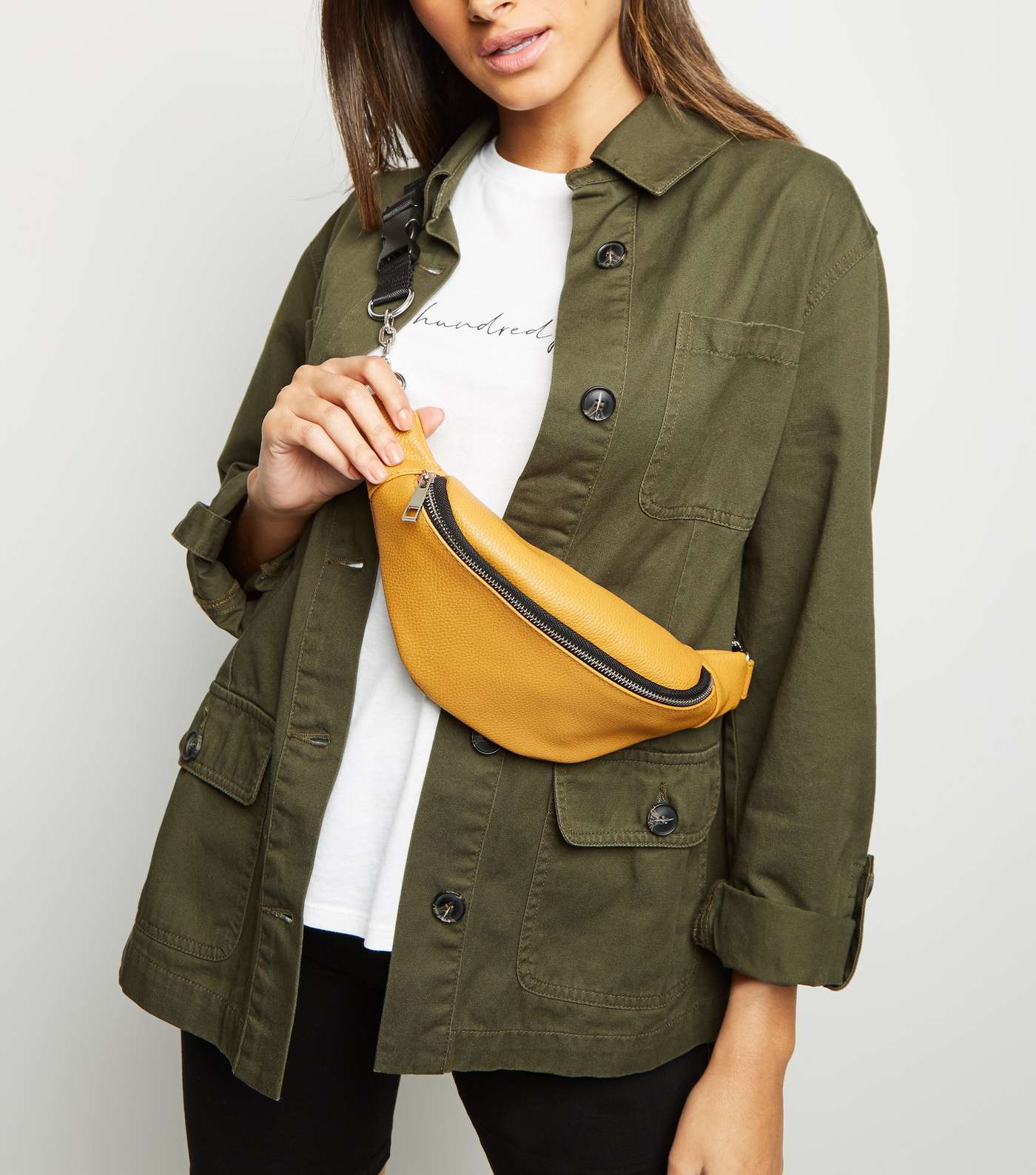 Mustard Leather-Look Chain Strap Utility Bum Bag