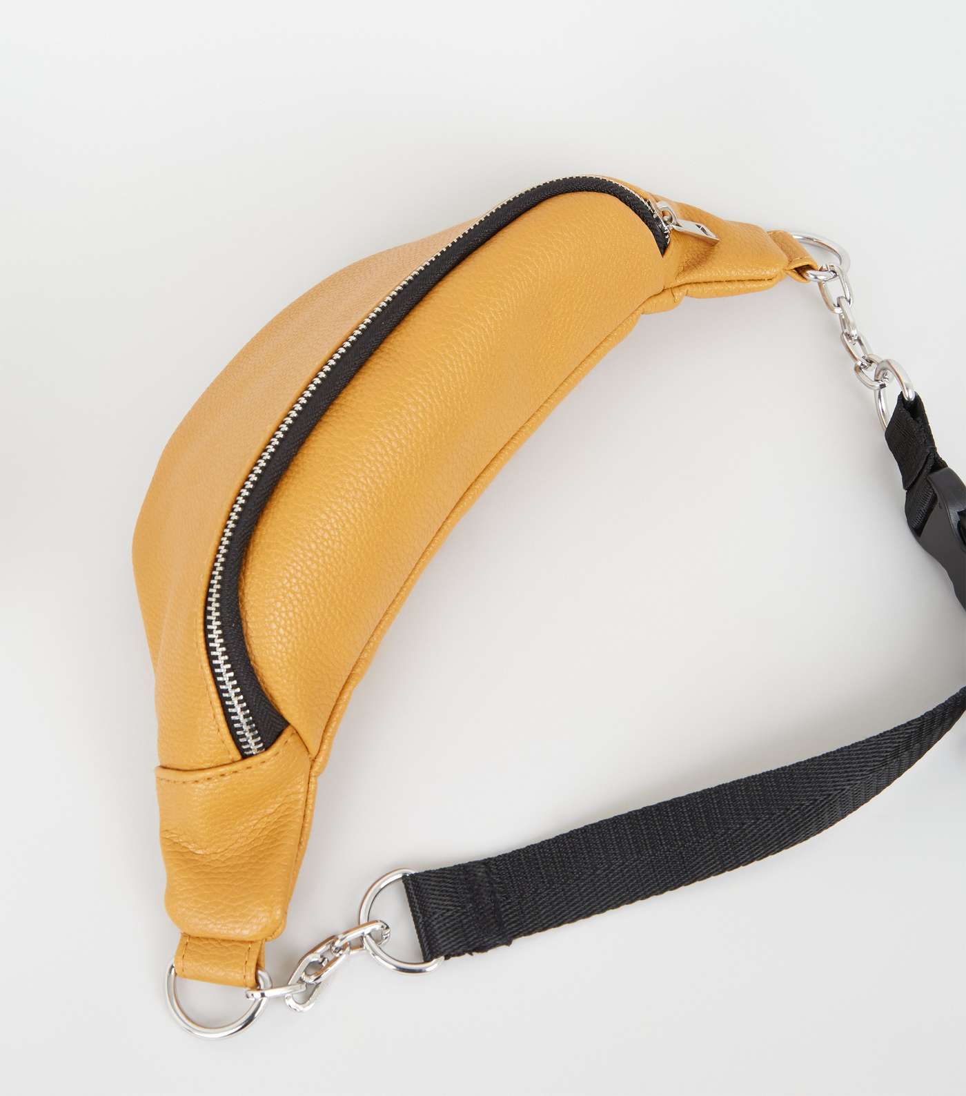 Mustard Leather-Look Chain Strap Utility Bum Bag Image 3