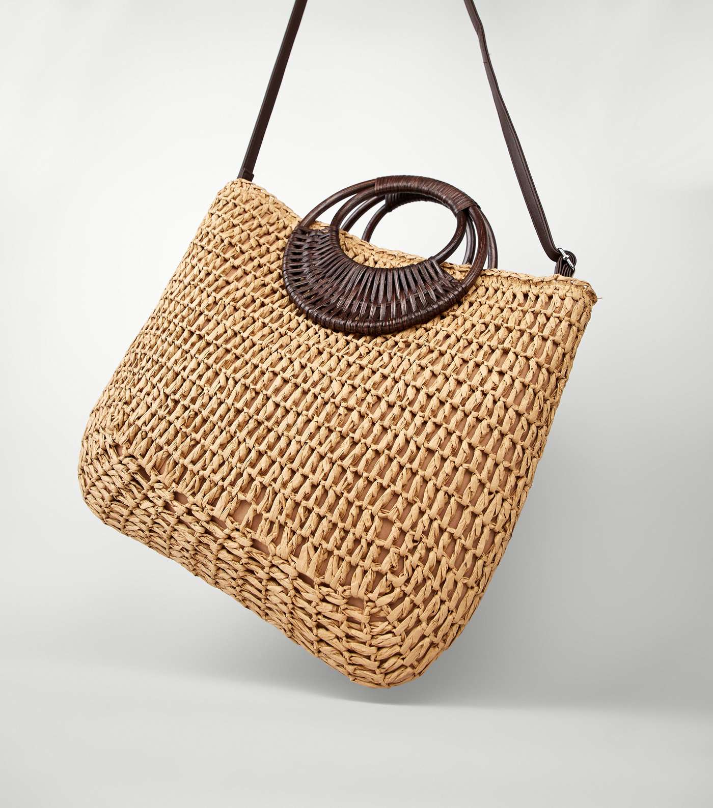 Stone Straw Effect Woven Handle Tote Bag Image 4