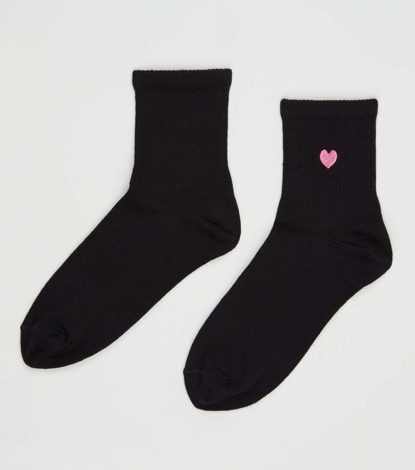 Black Heart Embroidered Socks 