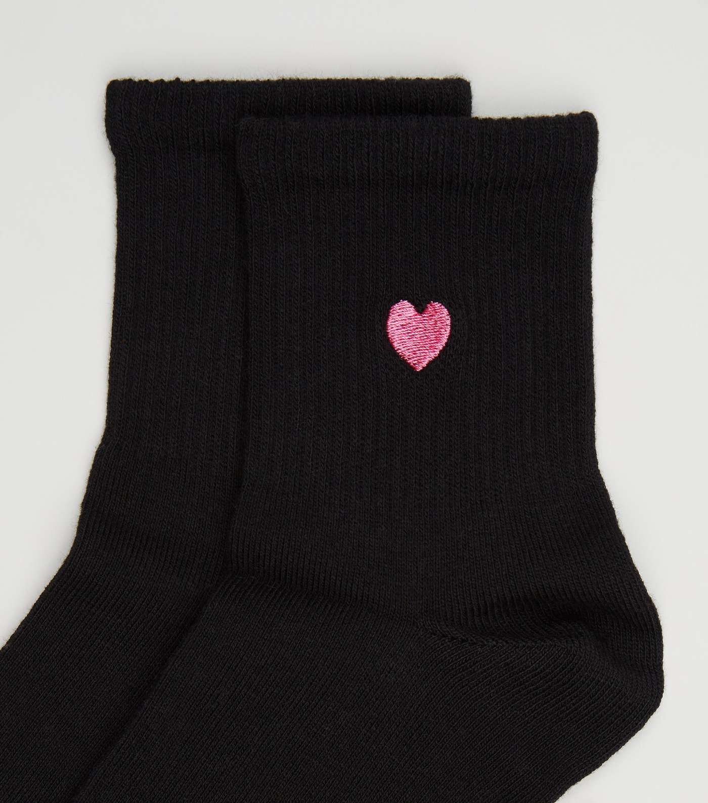 Black Heart Embroidered Socks  Image 3