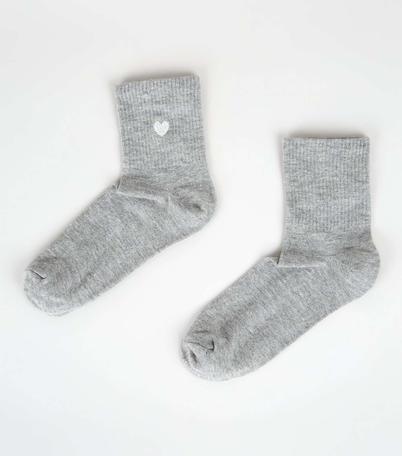 Light Grey Heart Embroidered Socks 