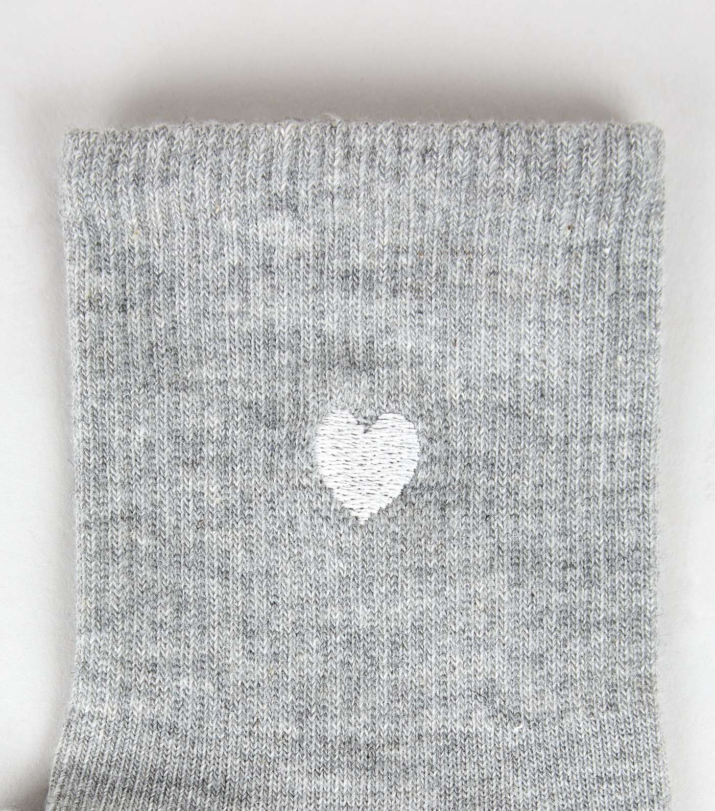 Light Grey Heart Embroidered Socks  Image 3