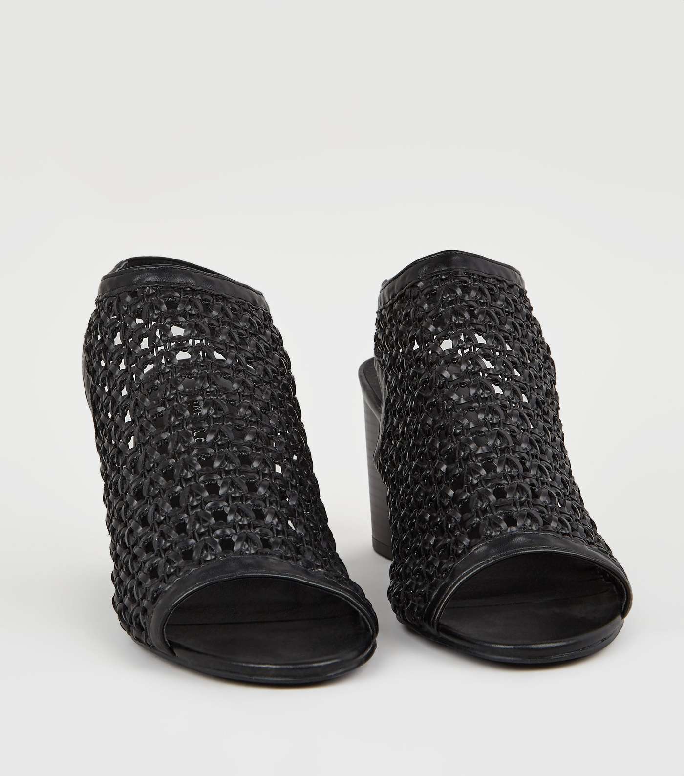 Wide Fit Black Leather-Look Woven Shoe Boots Image 4