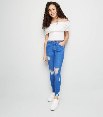 new look high waisted ripped jeans