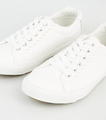 wide fit white leather trainers