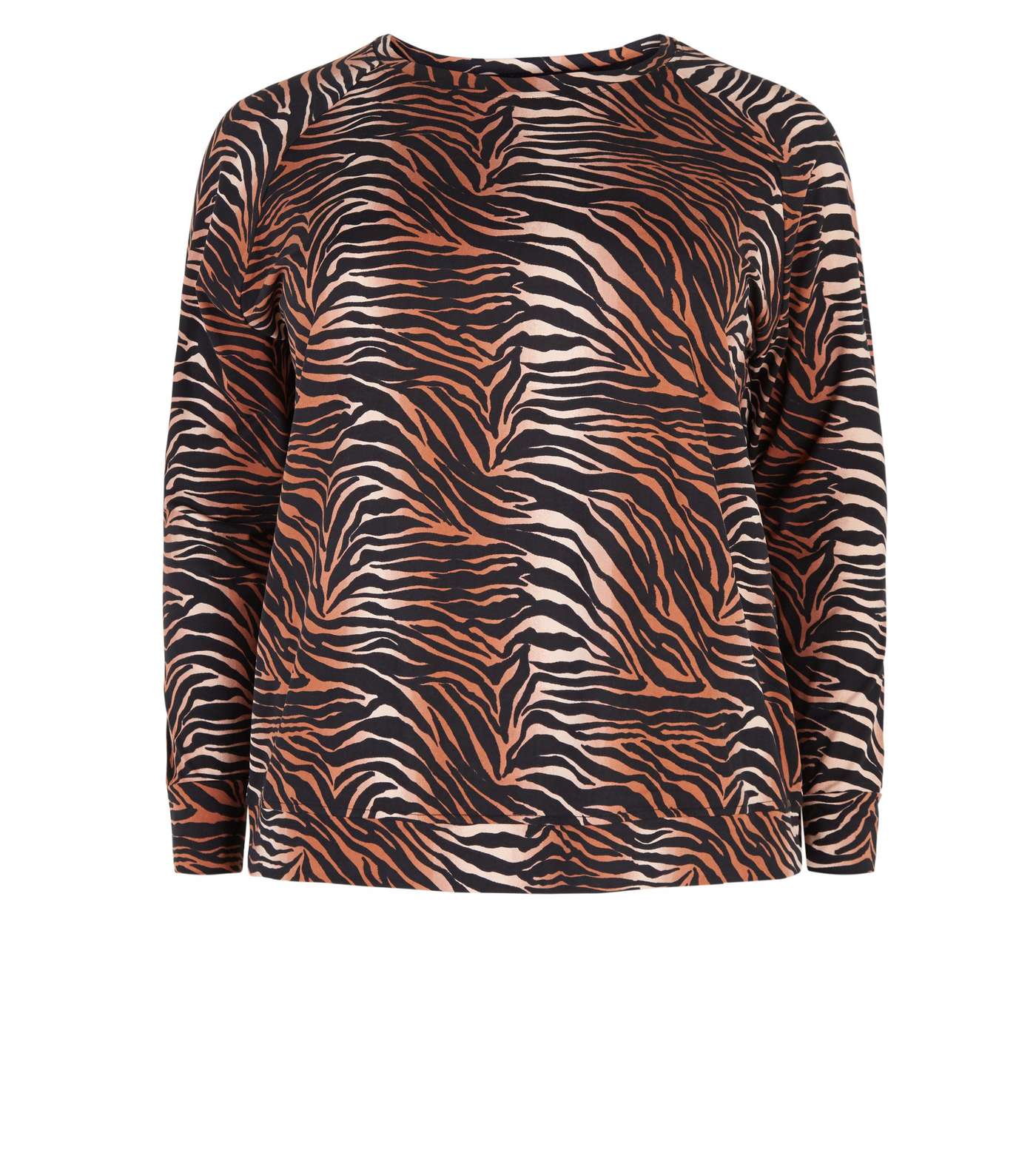 Curves Brown Tiger Print Soft Touch Sweatshirt Image 4