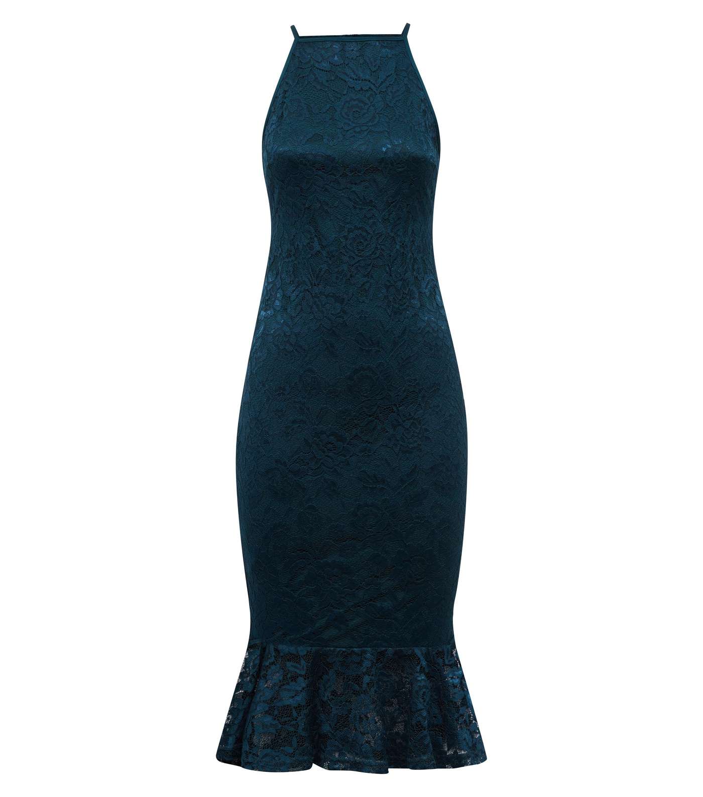 AX Paris Teal Lace Frill Hem Dress Image 4