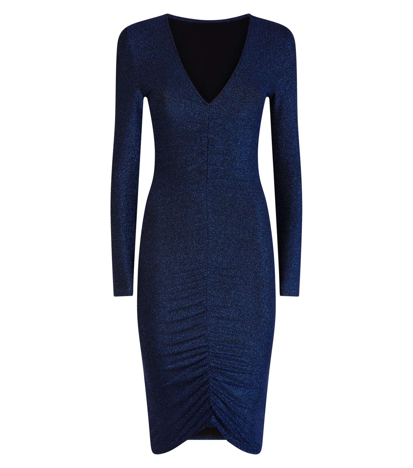 AX Paris Blue Glitter Ruched Front Dress  Image 4