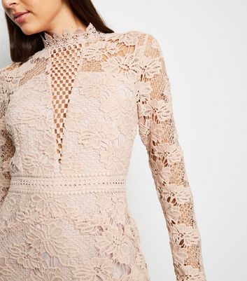 AX Paris Light Brown Crochet Open Back Dress New Look shop for AX Paris Light Brown Crochet Open Back Dress New Look at Shopo