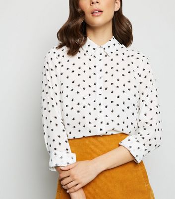 White Heart Print Long Sleeve Shirt 