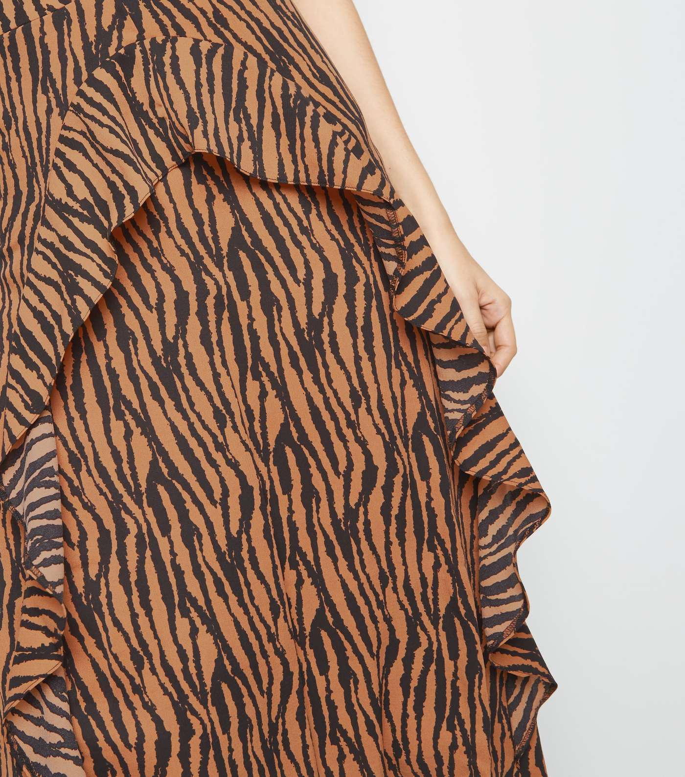 AX Paris Brown Tiger Print Dip Hem Midi Dress Image 3