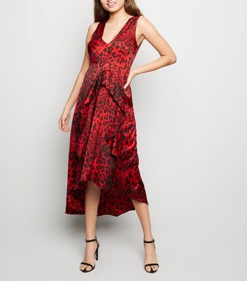 Ax paris red outlet leopard print dress