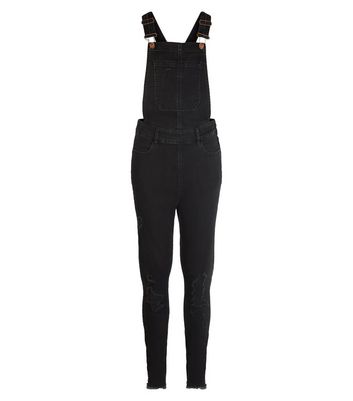 black ripped dungarees