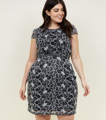 Blue Vanilla Curves Black Lace Mini Dress New Look shop for Blue Vanilla Curves Black Lace Mini Dress New Look at Shopo