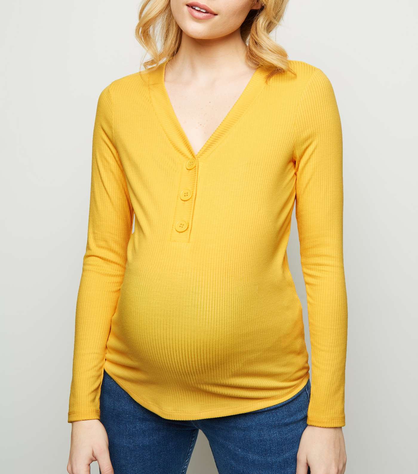 Maternity Yellow Button Front Nursing Top