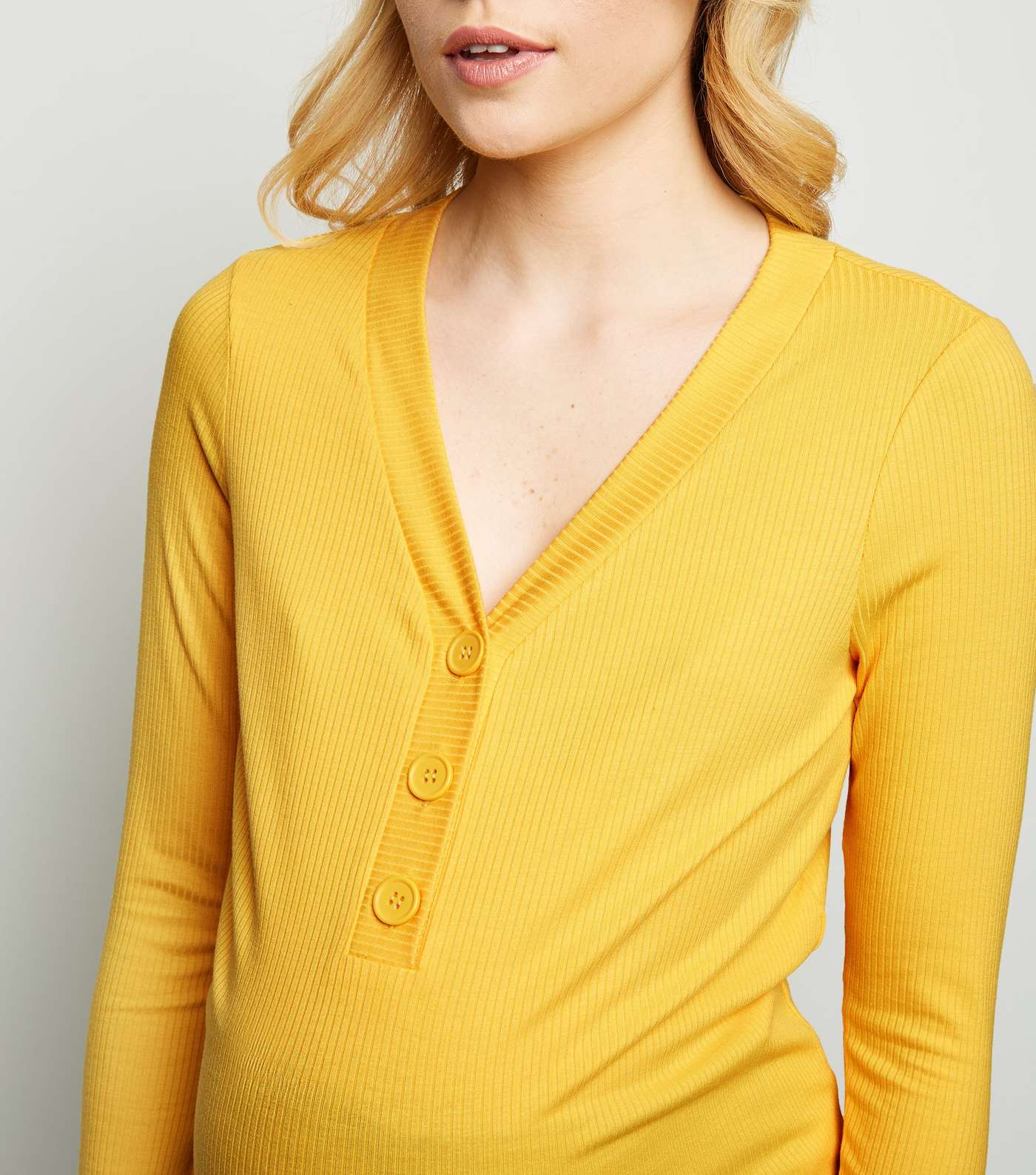 Maternity Yellow Button Front Nursing Top Image 3