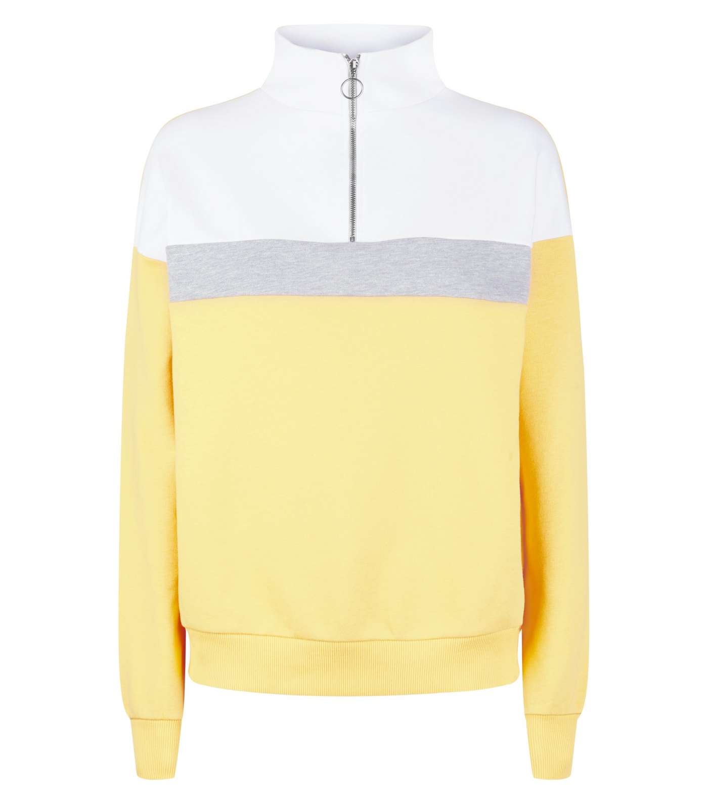 Yellow Colour Block Half Zip Sweatshirt  Image 4