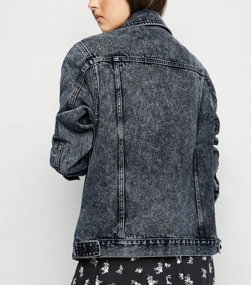 washed black oversized denim jacket