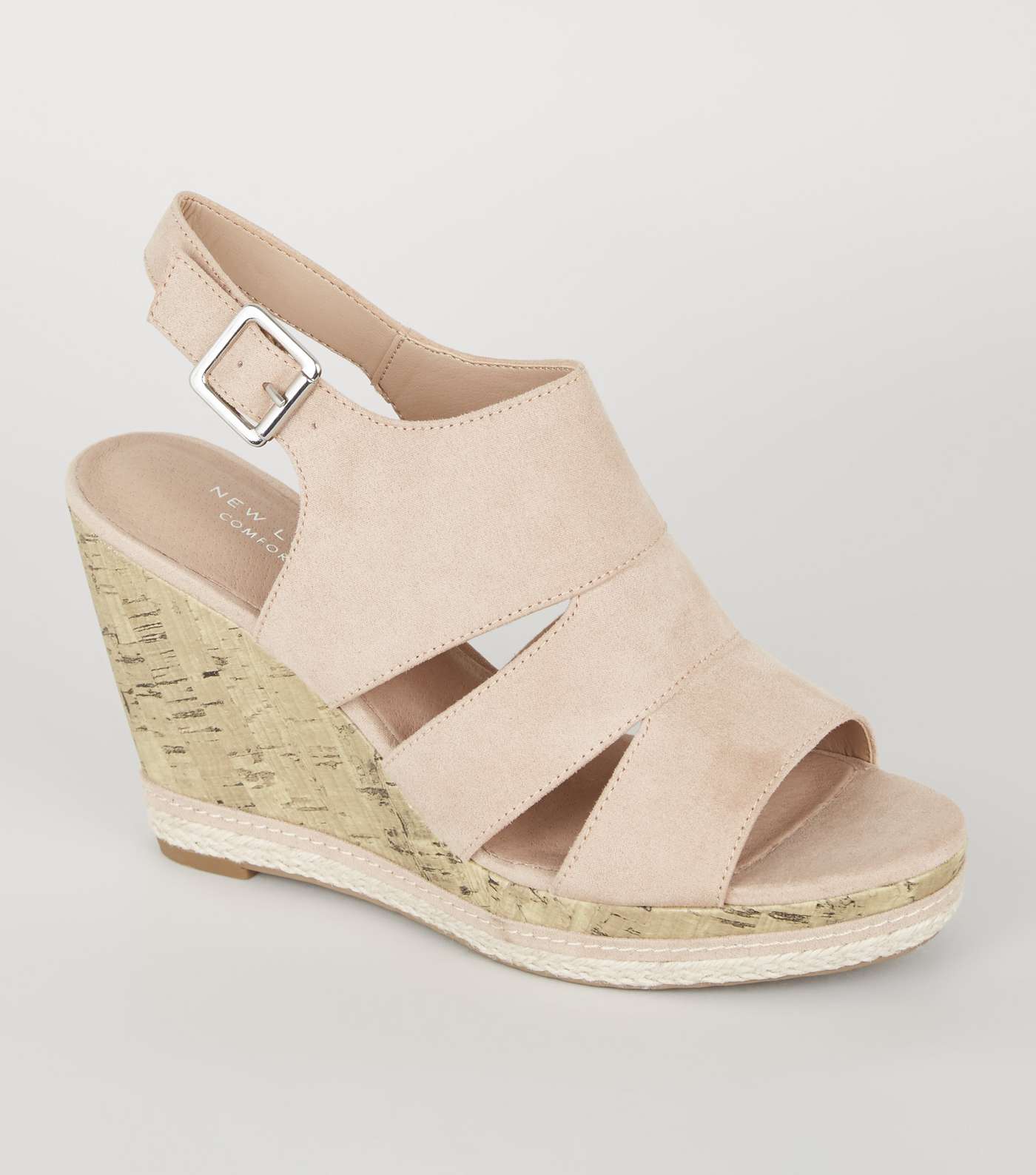 Nude Comfort Cut Out Cork Effect Wedges