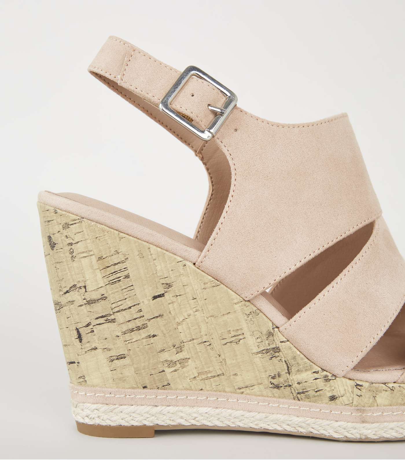 Nude Comfort Cut Out Cork Effect Wedges Image 3