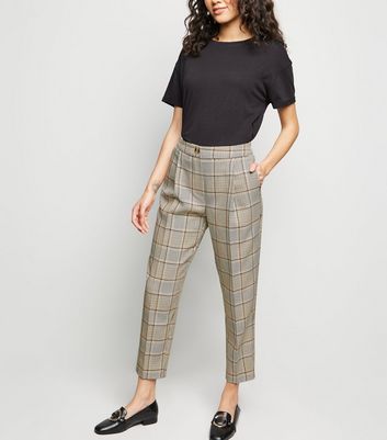 check tapered trousers women's