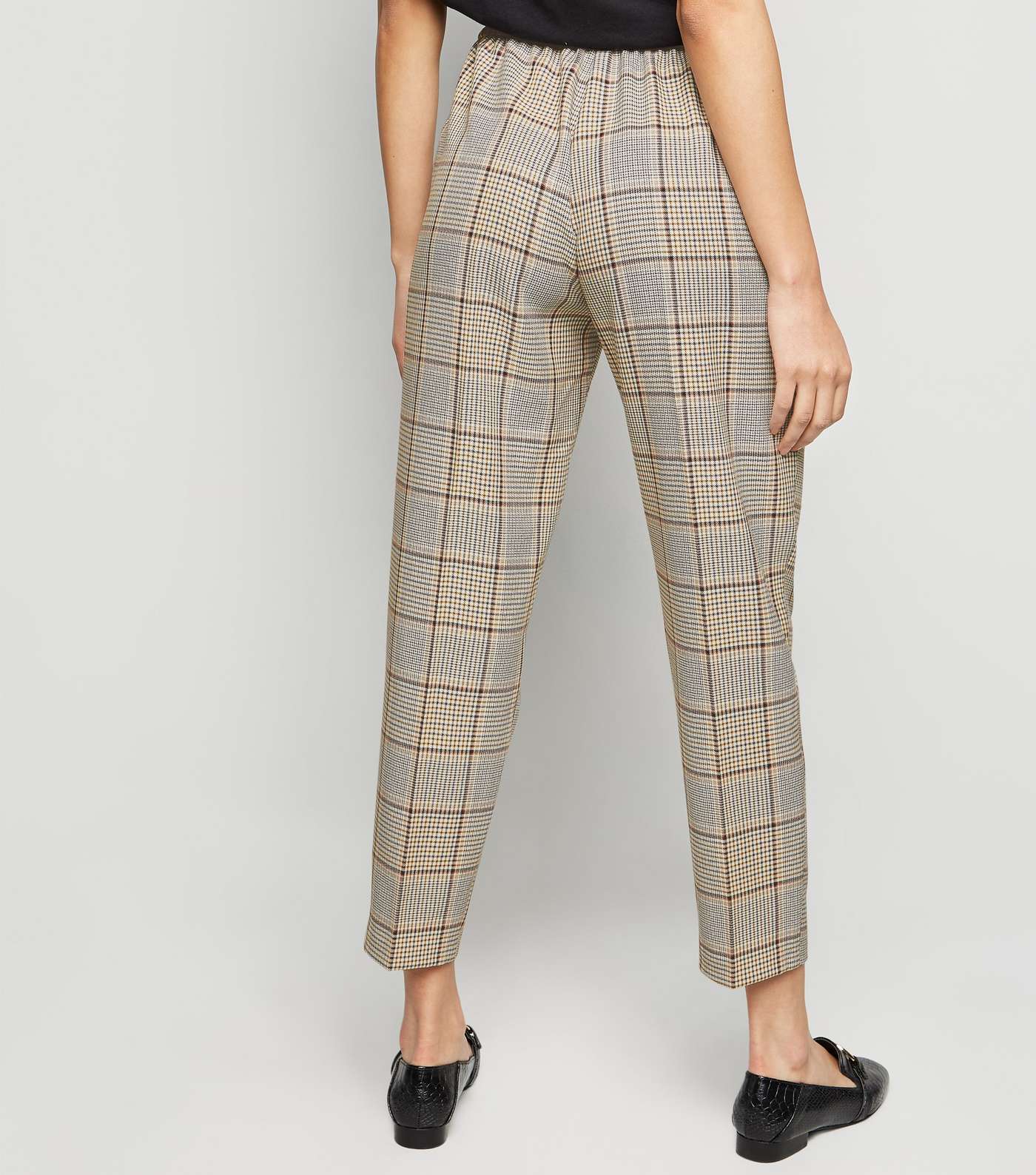 Petite Multicoloured Check Tapered Trousers Image 3