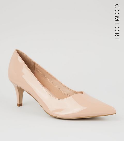 ... Nude Comfort Flex Patent Kitten Heel Courts ...