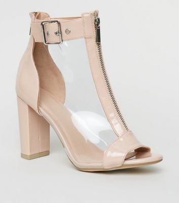 Nude Block Heel Peep Toe Sandals main image 1
