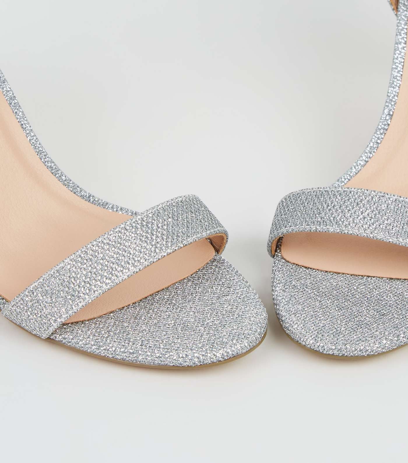 Silver Glitter Ankle Strap Sandals Image 3