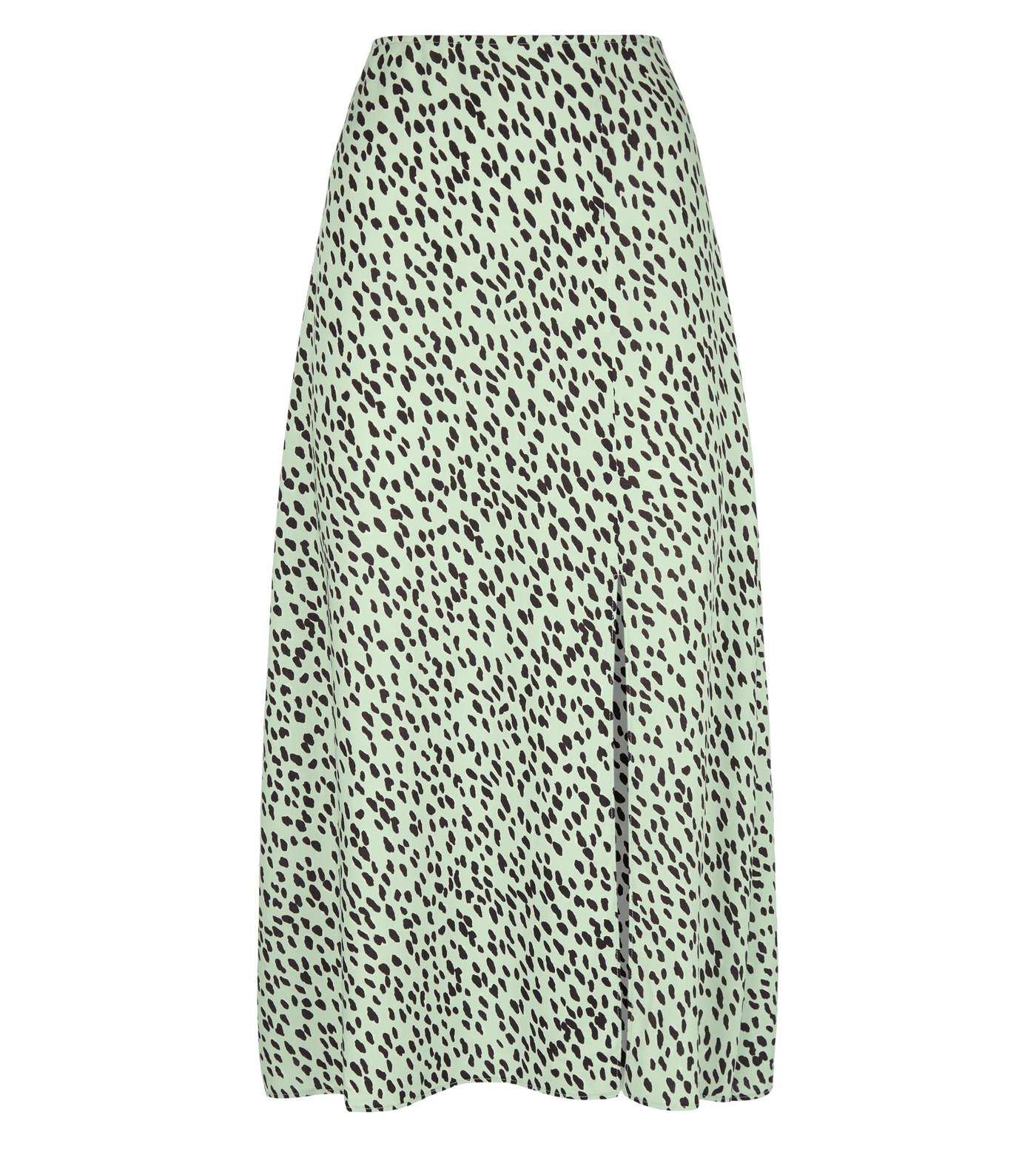Light Green Spot Side Split Midi Skirt Image 4