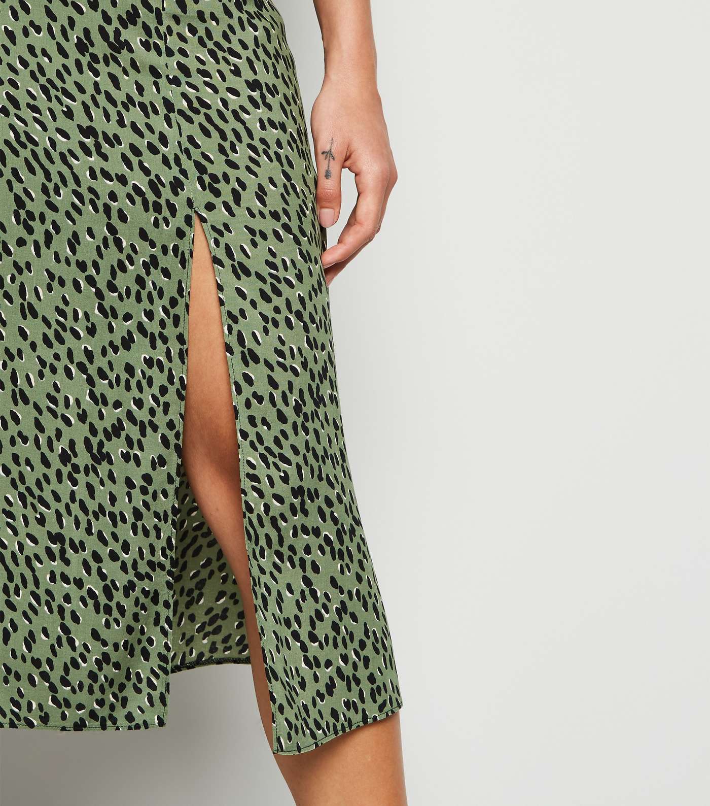 Green Spot Side Split Midi Skirt Image 3