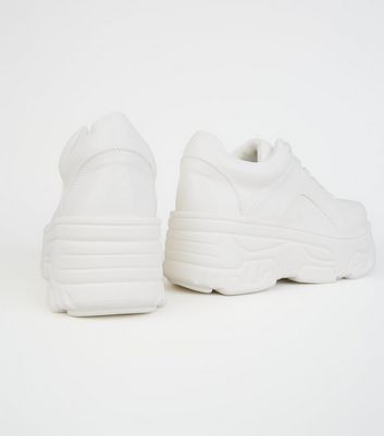 White Leather-Look Chunky Sole Trainers 