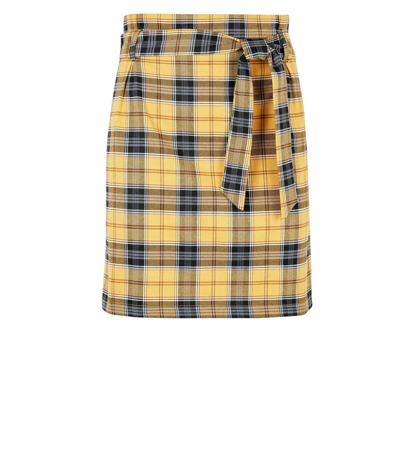 Yellow Check High Waist Mini Skirt Image 4