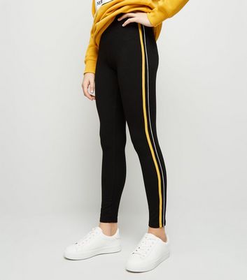 yellow side stripe leggings