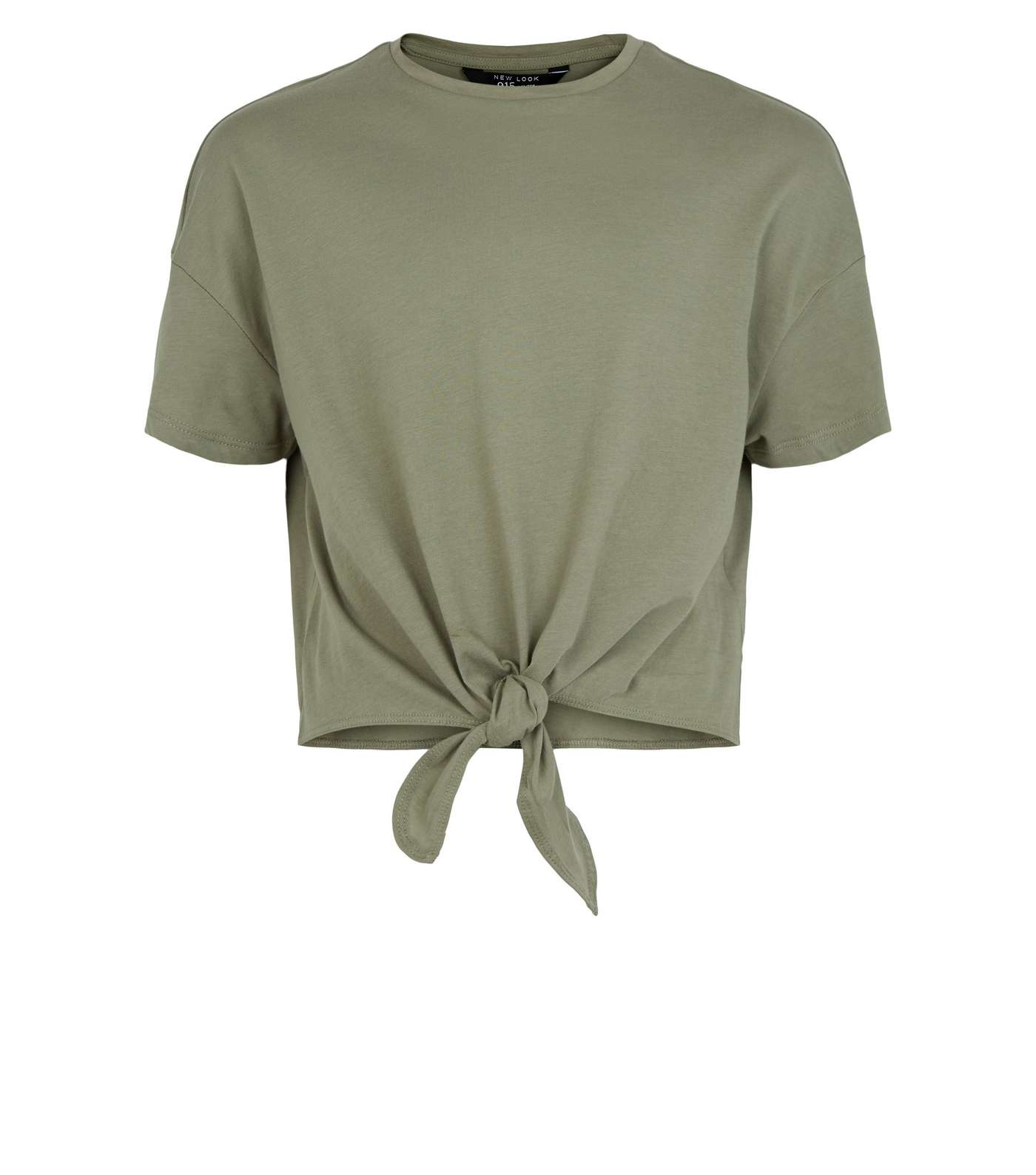 Girls Olive Tie Front T-Shirt  Image 4